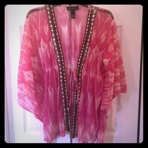 Pink tye dye jeweled bedazzled INC top SZ Small 💖